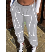 Lovely Casual Elastic Waist Print Grey Pants
