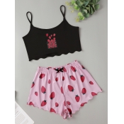 LW Casual Spaghetti Strap Strawberry Print Pink Sl