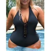 Lovely Sexy Backless Bandage Hollow-out Design Bla