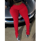 Lovely Plus Size Sweet High-waisted Ruched Red Pan