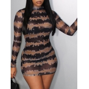 Lovely Party Mesh Animal Print Patchwork Black Min