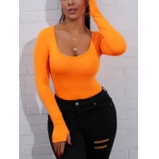 LW Casual U Neck Skinny Orange T-shirt