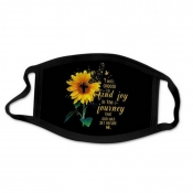 Lovely Casual Floral Letter Print Black Face Mask