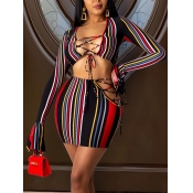 LW Sexy Striped Bandage Hollow-out Design Black Tw
