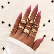 Lovely Trendy 9-piece Gold Ring