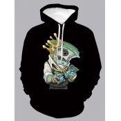 LW Men Hooded Collar Print Hoodie