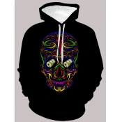Lovely Men Casual Hooded Collar Drawstring Print B