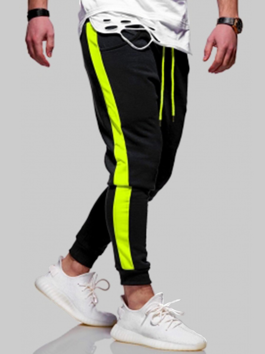 

Lovely Sportswear Drawstring Patchwork Black Men Pants
