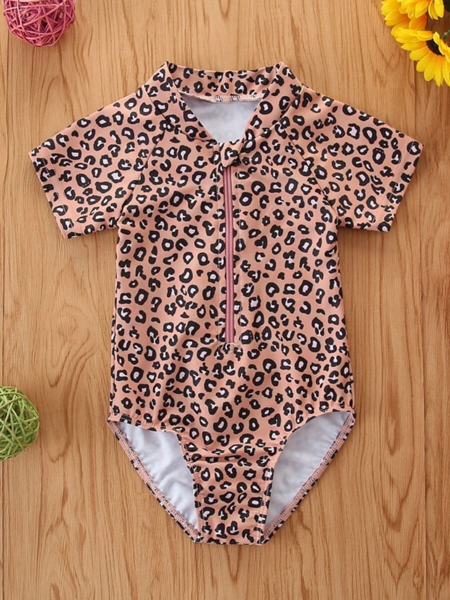 

Lovely Casual V Neck Leopard Print Girl Bodysuit