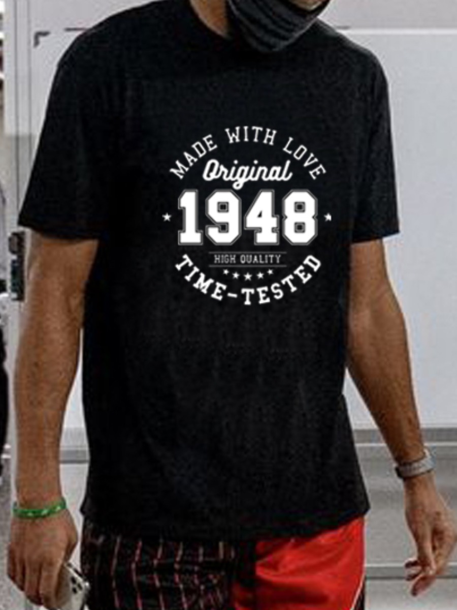 

Lovely Casual O Neck Letter Print Black Men T-shirt