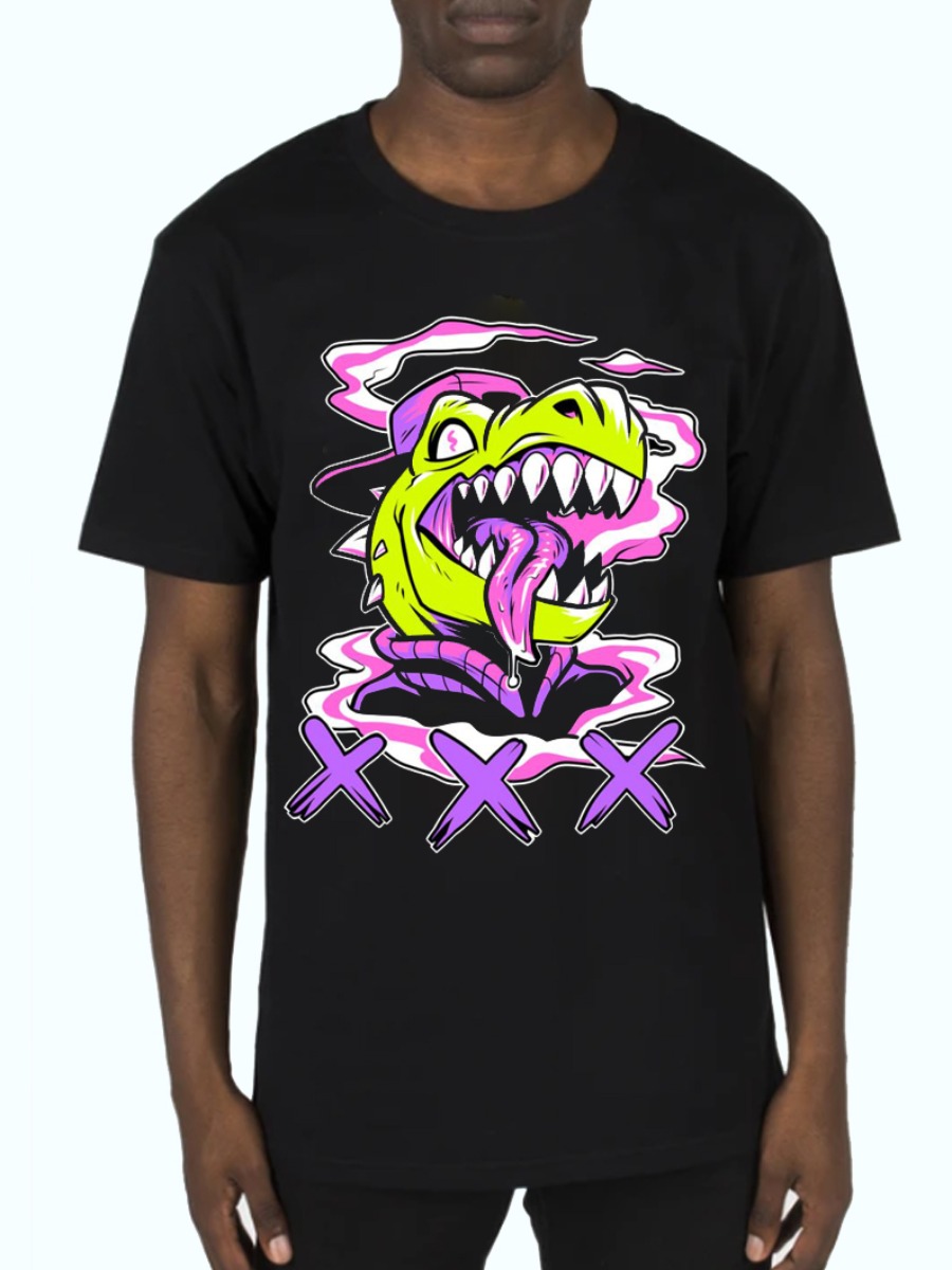 

Lovely Casual O Neck Cartoon Print Black Men T-shirt