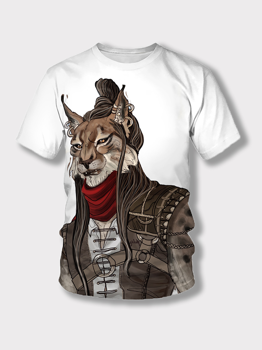 

Lovely Boy Casual Animal Print White T-shirt