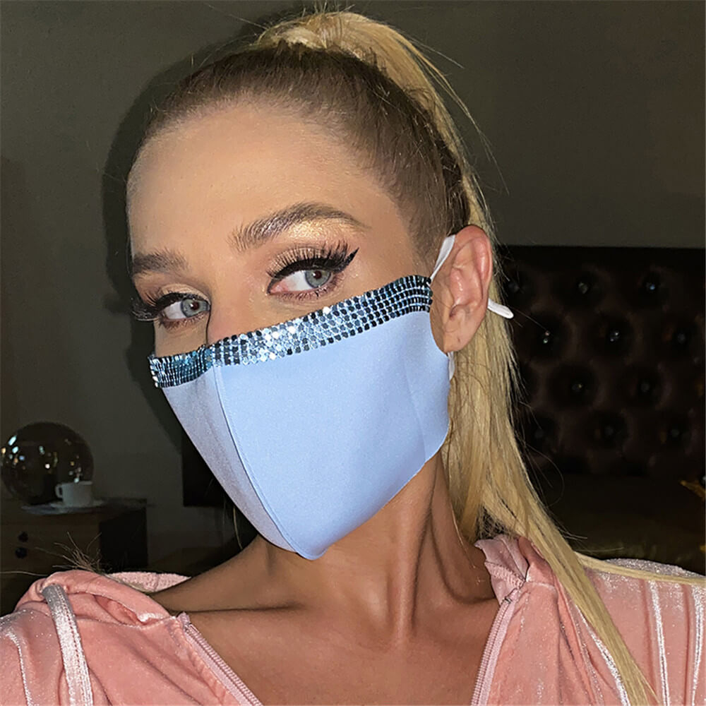 

Lovely Chic Sequined Patchwork Blue Face Mask