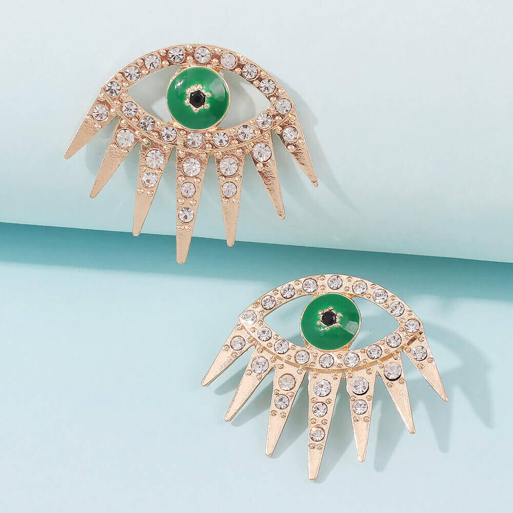 

Lovely Chic Eye-shaped Sequined Gold Earring