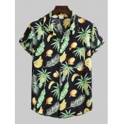 Lovely Men Casual Fruit And Vegetable Print Black 