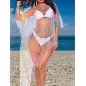 Lovely Casual Tie-dye Asymmetrical Multicolor Cove