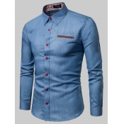 Lovely Men Casual Turndown Collar Button Design Ba