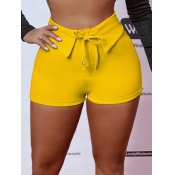 LW Casual High-waisted Drawstring Skinny Yellow Sh