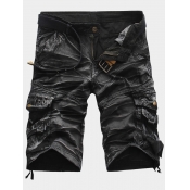 Lovely Men Casual Camo Print Pocket Design Black S