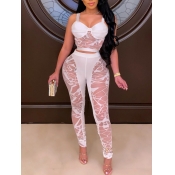 LW SXY See-through Patchwork Pants Set