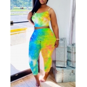 LW Casual Tie Dye Green Two Piece Pants Set