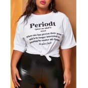 Lovely Casual O Neck Letter Print White T-shirt