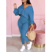 LW Zipper Design Stretchy Pants Set