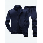 Lovely Men Casual Mandarin Collar Drawstring Deep 