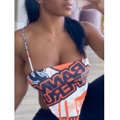 LW Street Letter Print Asymmetrical White Camisole