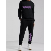 Lovely Men Street Hooded Collar Skeleton Print Blu