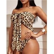 Lovely Sexy Leopard Print Bandage Design Two-piece