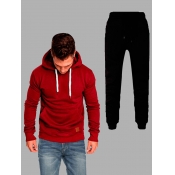 LW Men Hooded Collar Kangaroo Pocket Sweatsuit Set