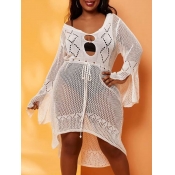 LW Plus Size Hollow-out White Cover-Up