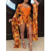 Lovely Plus Size Casual Animal Print Jacinth One-p