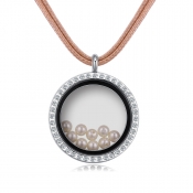 Lovely Chic Pearl Decoration Patchwork Brown Neckl