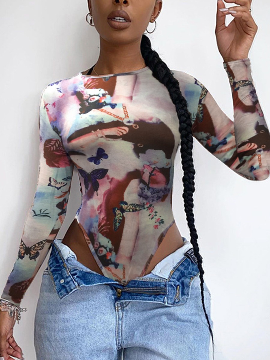LW SXY Mixed Print Skinny Bodysuit