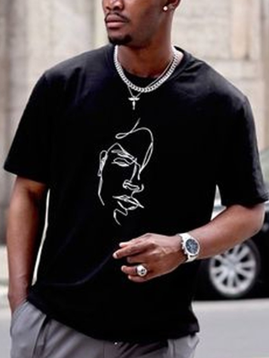 

Lovely Casual O Neck Graffiti Print Black Men T-shirt