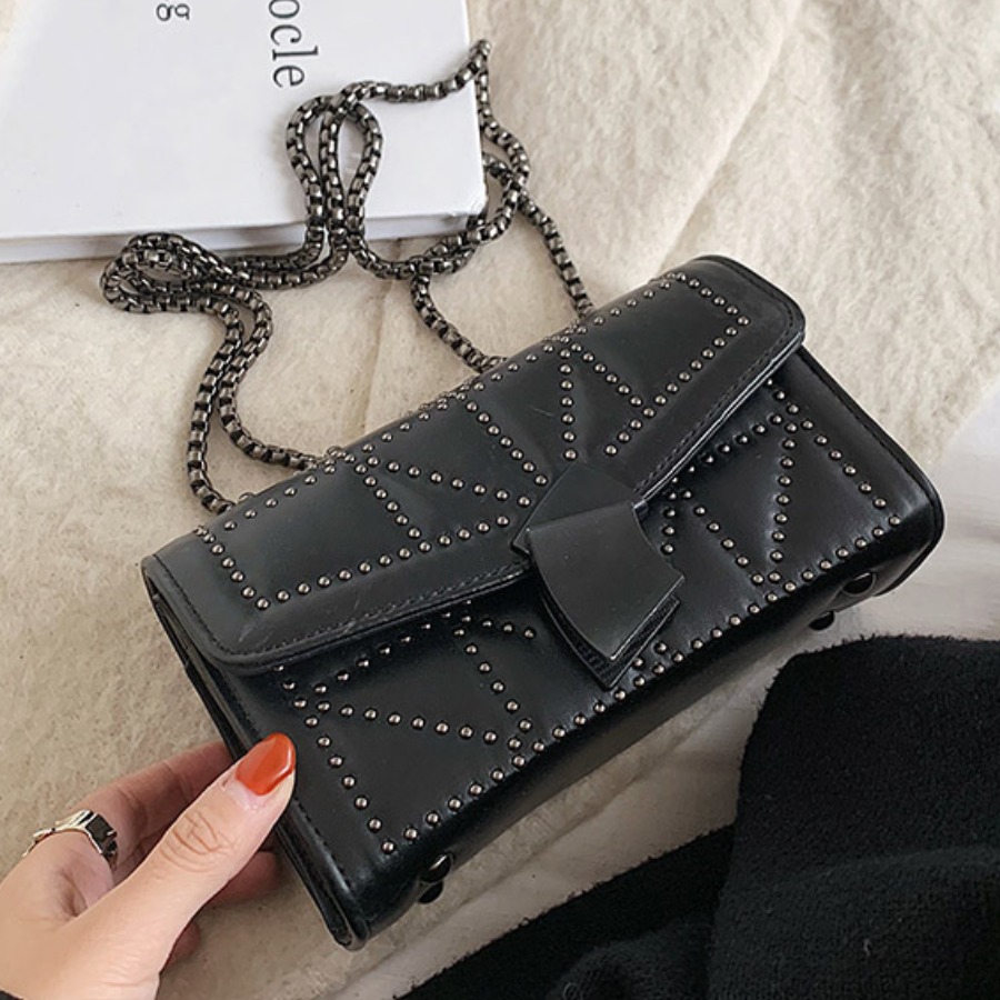 

Lovely Casual Metal Accessories Decoration Black Crossbody Bag