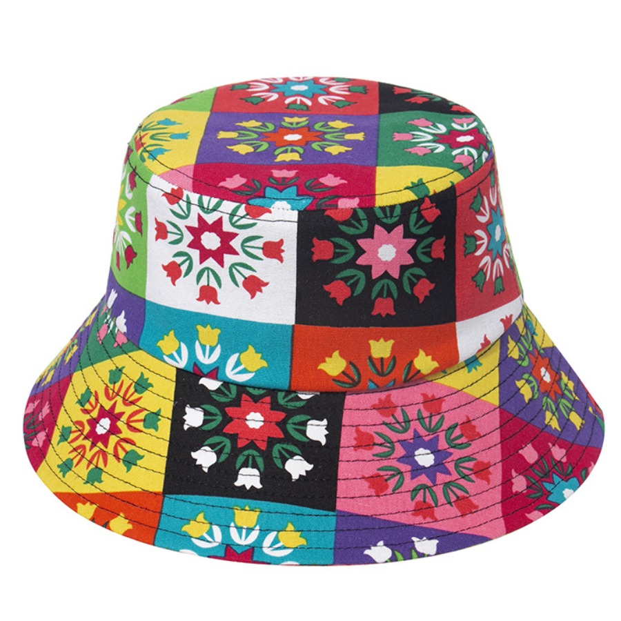 

Lovely Street Floral Print Color-lump Multicolor Hat, Multi