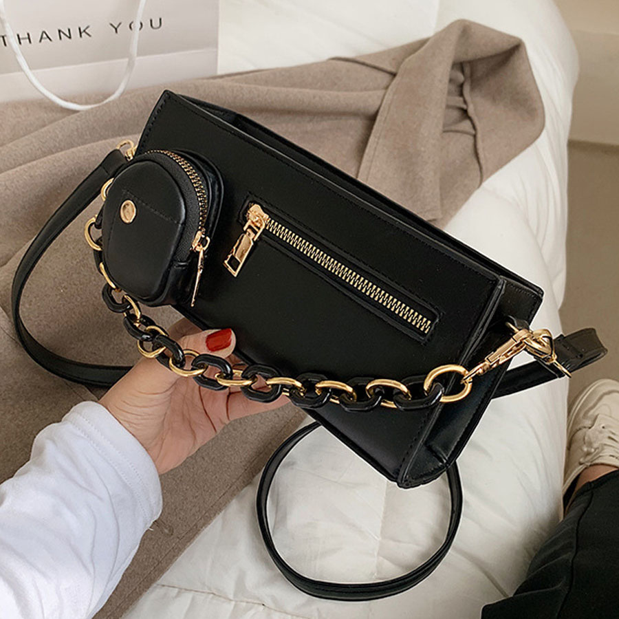 

Lovely Street Chain Decoration Black Crossbody Bag