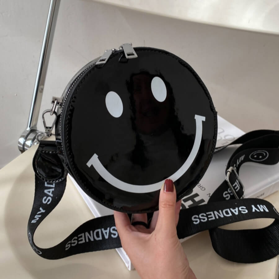 

Lovely Street Smiley Face Print Black Crossbody Bag