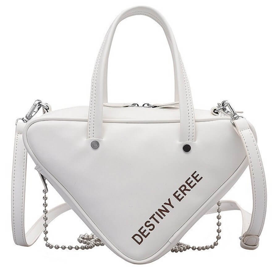 

Lovely Sweet Letter Print Pearl Decoration White Crossbody Bag