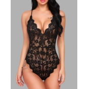 Lovely Sexy Backless Criss Cross See-through Black