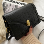 Lovely Casual Crocodile Pattern Black Crossbody Ba