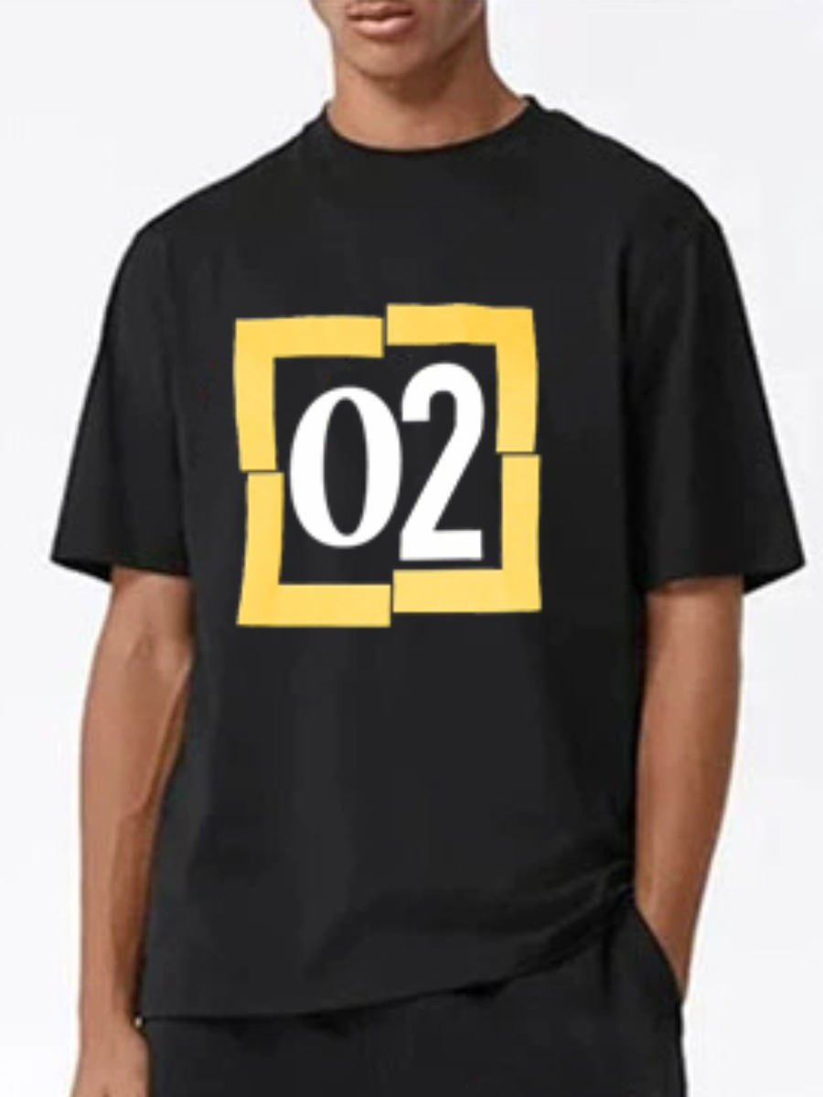 

Lovely Men Casual O Neck Letter Print Black T-shirt