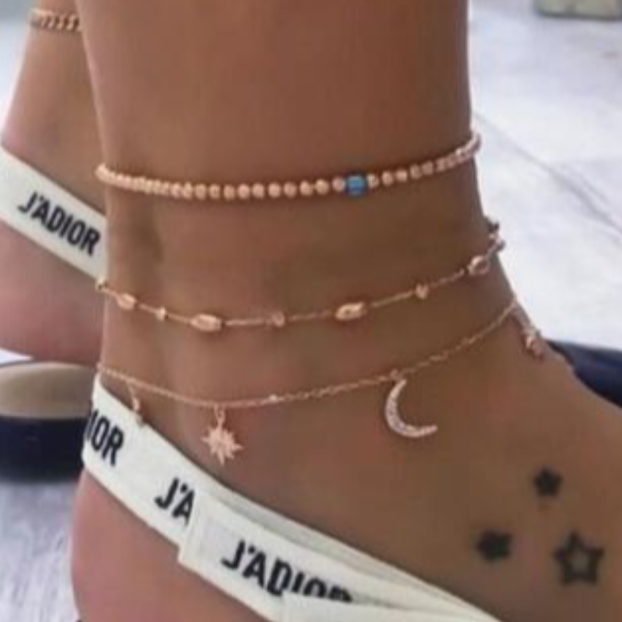 

Lovely Casual Star Moon Decoration Gold Body Chain