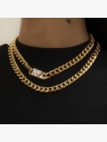 LW Casual Sequined Buckle Gold Double Layer Necklace