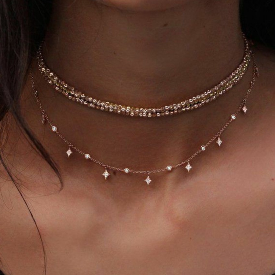 

Lovely Street Sequined Star Gold Multilayer Necklace