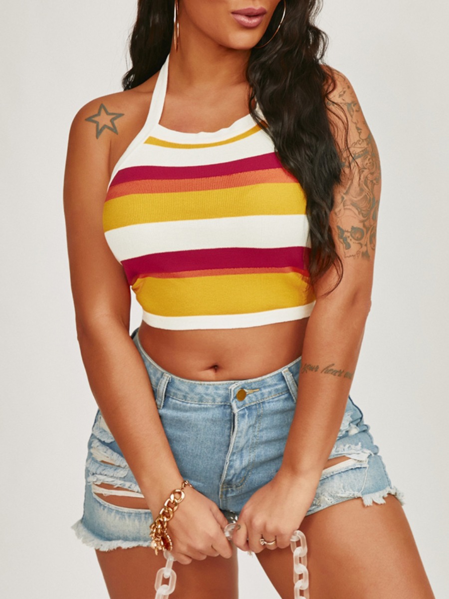 

Lovely Street Rib-Knit Striped Yellow Camisole