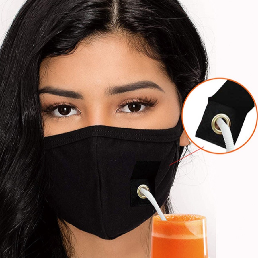 

Lovely Casual Metal Ring Decoration Black Face Mask